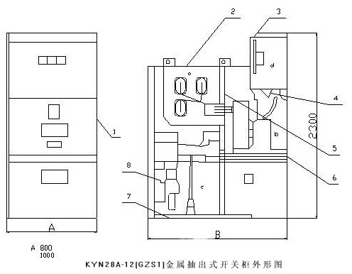 金属铠装抽出式开关柜原理图